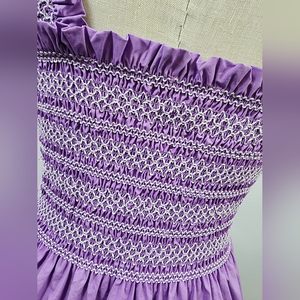 Aaron & Amber Women's Purple Smocked Dress, Size Large - Picture 9 of 13